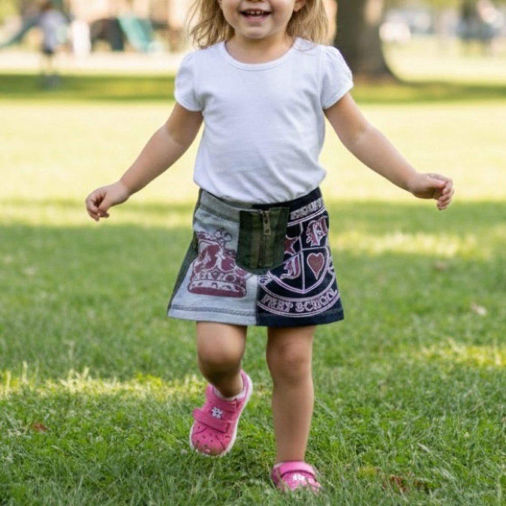 Flowers By Zoe Girls' Vintage Mini Skirt 2T Multicolor Crown & Crest Design